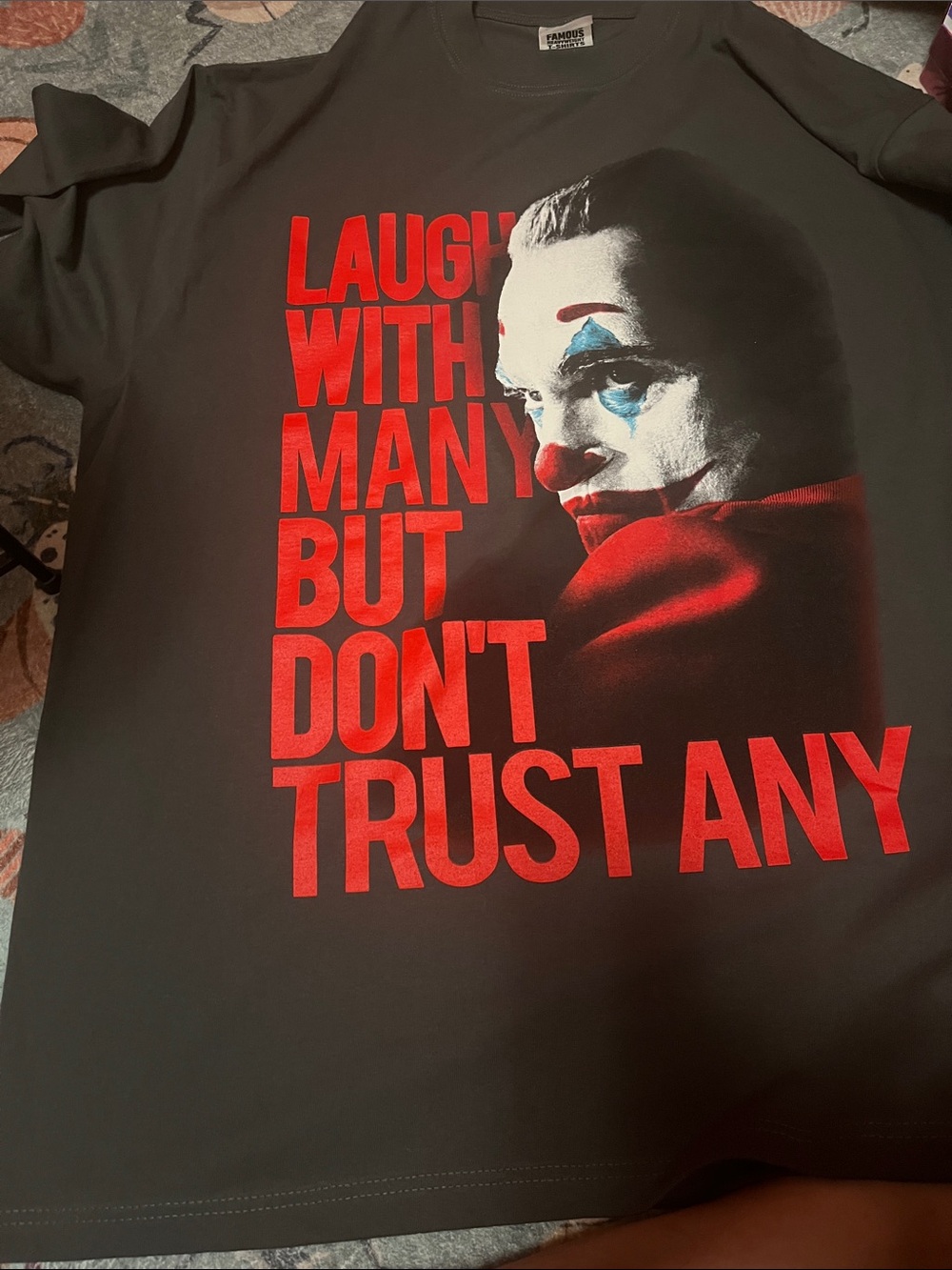 Graphic Joker Quote Tee - Black with Red Print
